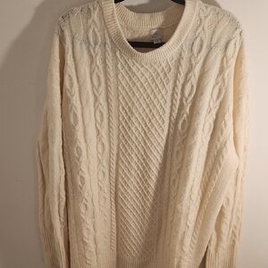 a new day Cream Cable Knit Crewneck Sweater
